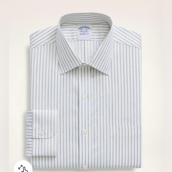 Brookes Brothers Stretch Regent Dress Shirt Non-Iron Twill Stripe 15.5-33 - Picture 3 of 12